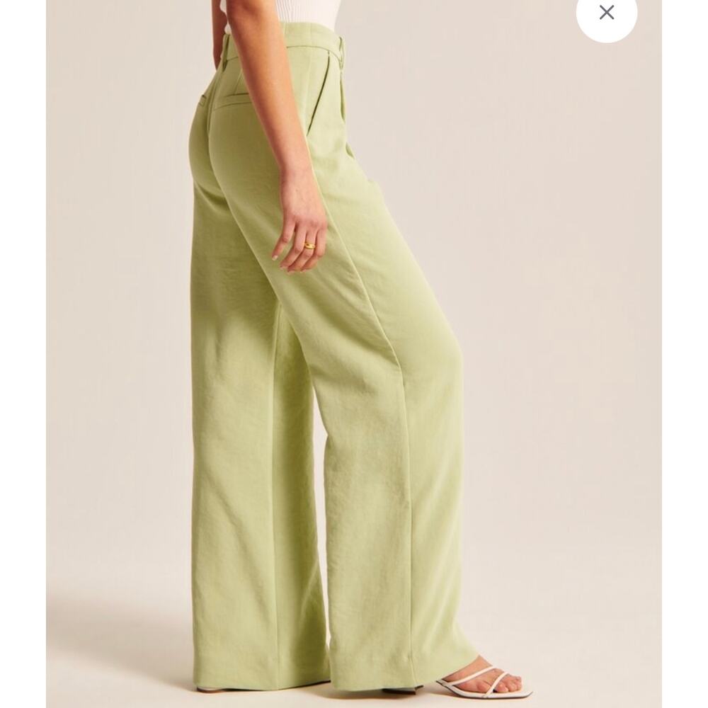 Abercrombie & Fitch Crepe Tailored Ultra Wide Leg Pants Size 28 Lime Green - Picture 2 of 12
